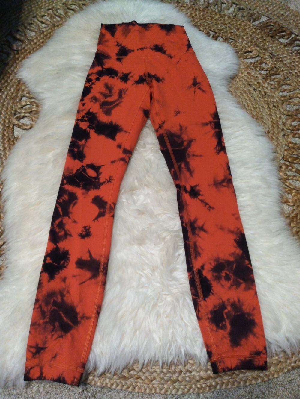 lululemon athletica Orange and Black Tie-Dye High-Rise Leggings Size 2